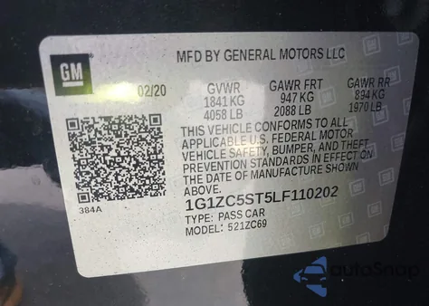 2020 Chevrolet Malibu Fwd 1Fl from USA, damaged, VIN 1G1ZC5ST5LF110202